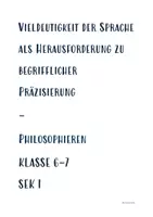 Vorschau - Stundenentwürfe - Vieldeutigkeit der Sprache als Herausforderung zu begrifflicher Präzisierung - Deckblatt