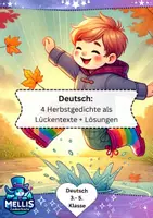 Vorschau - Arbeitsblätter - ✏️🍁 4 Herbstgedichte als Lückentexte, Reimwörter ergänzen 🍂 + Lösungen - Deckblatt