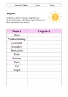 Vorschau - Arbeitsblätter - 3 Arbeitsblätter - Gegenteile von Nomen finden - Seite 2