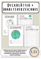 Vorschau - Arbeitsblätter - Geographie / Erdkunde - Deckblatt und Inhaltsverzeichnis für den Ordner / das Heft - Deckblatt