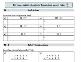 Vorschau - Arbeitsblätter - Diagnose der Grundfertigkeiten in Klasse 5 - Deckblatt
