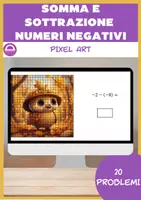 anteprima - Esercizi - Somma e sottrazione di numeri negativi Pixel Art - Pagina di copertina