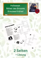 Vorschau - Arbeitsblätter - Kreuzworträsel Halloween Klasse 8/9 - Deckblatt