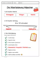 Vorschau - Arbeitsblätter - Sticken - Arbeitsplanung Mäppchen + Sticknadel AB - Seite 1