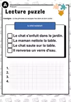 Aperçu - Feuilles d'exercices - Lecture puzzle - Cycle 2 - Page 1