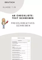 Vorschau - Arbeitsblätter - Checkliste: Text schreiben (Freies /Kreatives Schreiben) - Deckblatt