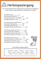 Vorschau - Arbeitsblätter - ✏️🍁 4 Herbstgedichte als Lückentexte, Reimwörter ergänzen 🍂 + Lösungen - Seite 1