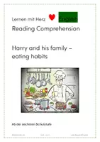 Vorschau - Arbeitsblätter - Reading Comprehensioin Harry and his family - eating habits - Deckblatt