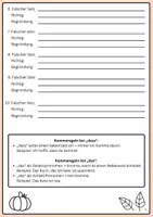 Vorschau - Arbeitsblätter - 🍁🦊 Herbstgeschichte: ,,dass'' oder ,,das" - Finde die Fehler + Lösungen 🔍 (Rechtschreibung, Grammatik) - Seite 3