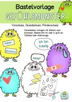 Vorschau - Unterrichtsreihen - Gefühlsmonster Bastelvorlage, Gefühle - Deckblatt
