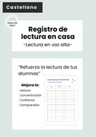 Vista previa - Hojas de trabajo - Registro de lectura en casa - Lectura en voz alta - Portada