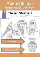 Vorschau - Arbeitsblätter - Ausmalbilder Thema Steinzeit - Grundschule - Bastelvorlagen - Deckblatt