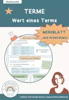 Vorschau - Arbeitsblätter - Merkblatt und Arbeitsblatt: Wert des Terms - Deckblatt