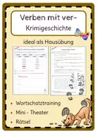 Vorschau - Arbeitsblätter - Krimigeschichte Verben mit Vorsilbe - Deckblatt