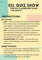 Vista previa - Juegos / Gamificación - ESL Quiz Show Game - Grammar Warm-up (A2, easy, all ages) - página 1
