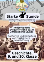 Vorschau - Arbeitsblätter - Kriegseuphorie (Augusterlebnis 1914) – Differenzierte Stunde: Sachurteil und Gestaltung von Flugblättern + Musterlösung - Deckblatt