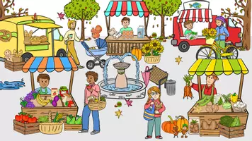 Vorschau - Arbeitsblätter - Wimmelbild Herbst Wochenmarkt Bildkarten, Wortschatz Vorschule, Grundschule, Förderschule - Seite 3