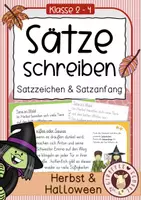 Vorschau - Stationenlernen - Satzanfänge & Satzzeichen – Herbst & Halloween (Deutsch Klasse 1/2, Rechtschreibung üben) - Deckblatt