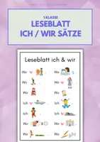 Vorschau - Arbeitsblätter - Leseblatt 1.Klasse: Ich und wir Sätze lesen (Marlene Walter Style) - Deckblatt