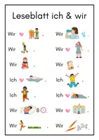 Vorschau - Arbeitsblätter - Leseblatt 1.Klasse: Ich und wir Sätze lesen (Marlene Walter Style) - Seite 1