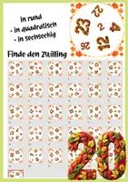 Vorschau - Mal- und Bastelvorlagen - Herbst Zahlen - 0 bis 30 | Finde den Zwilling | Spiel - Seite 1