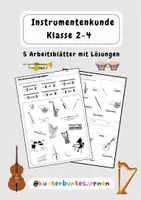 Vorschau - Arbeitsblätter - Instrumentenkunde 5 Arbeitsblätter mit Lösungen - Deckblatt