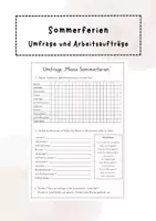 Vorschau - Arbeitsblätter - Sommerferien: Umfrage und Arbeitsaufträge - Deckblatt