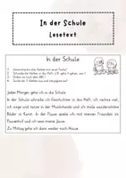 Vorschau - Arbeitsblätter - Lesetext: In der Schule - Deckblatt