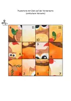 Vorschau - Arbeitsblätter - 🦉Eule Arbeitsblatt Puzzle schneiden zählen kleben - Seite 1