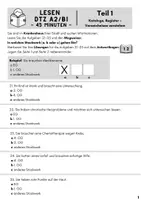 Vorschau - Arbeitsblätter - DTZ A2/ B1 (Nr.2): Lesen komplett, Teile 1-5 Prüfungsformat + Lösungen - Seite 1