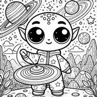 Vorschau - Mal- und Bastelvorlagen - Alien Ausmalbilder (50 Malvorlagen) inkl. Stundenentwurf (PDF) - Seite 3