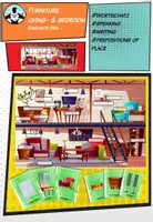 Vorschau - Bildkarten - In the living & bedroom - furniture flashcards, wimmelpictures, prepositions of place - Deckblatt