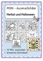 Vorschau - Mal- und Bastelvorlagen - Mini Ausmalbilder Herbst Halloween - Deckblatt