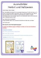 Vorschau - Mal- und Bastelvorlagen - Mini Ausmalbilder Herbst Halloween - Seite 1
