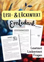 Vorschau - Arbeitsblätter - Lese- und Lückentext - Erntedank - Deckblatt