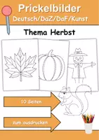 Vorschau - Arbeitsblätter - Prickelbilder / Fensterbilder Thema Herbst - Grundschule - Bastelvorlagen - Deckblatt