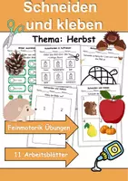Vorschau - Arbeitsblätter - Ausschneiden und kleben Herbst - Wortschatz basteln Feinmotorik (Grundschule) - Deckblatt