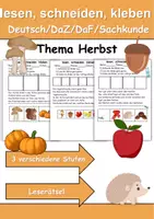 Vorschau - Arbeitsblätter - Herbst Leserätsel - Lesen, schneiden, kleben - DaZ/DaF, Deutsch, Sachunterricht - Deckblatt