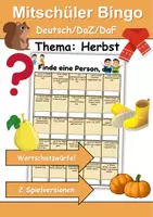 Vorschau - Arbeitsblätter - Mitschüler Bingo Herbst - DaZ/DaF, Deutsch (Klassenspiel) - Deckblatt