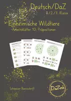 Vorschau - Unterrichtsreihen - Arbeitsblätter Präpositionen Wortschatz Wildtiere - Deckblatt