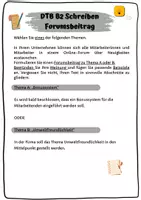 Vorschau - Arbeitsblätter - DTB B2 Schreiben: Forumsbeitrag - Bonussystem oder Umweltfreundlichkeit - Deckblatt