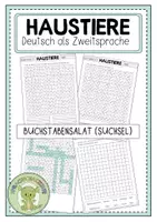 Vorschau - Arbeitsblätter - HAUSTIERE Buchstabensalat (Suchsel) - Deckblatt