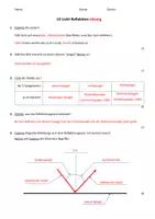 Vorschau - Arbeitsblätter - Klassenarbeit Licht Reflektion Lichtbrechung mit Lösungen - Seite 2