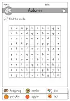 Vorschau - Arbeitsblätter - Autumn Fall Herbst Suchsel Wordsearch differenziert - Englisch - Seite 2