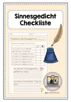 Vorschau - Arbeitsblätter - Sinnesgedicht Checkliste - Deckblatt