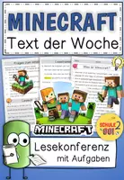 Vorschau - Arbeitsblätter - Text der Woche - MINECRAFT / Lesetext / Lesekonferenz - Deckblatt