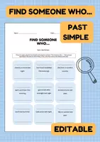 Vorschau - Arbeitsblätter - Find Someone Who... using the Past Simple! - Deckblatt