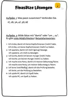 Vorschau - Arbeitsblätter - Übungen: Finalsätze ("damit" +"um...zu") + Interactive - Seite 1