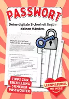 Vorschau - Arbeitsblätter - Sicheres Passwort Passwortsicherheit sichere Passwörter - Deckblatt