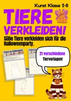 Vorschau - Arbeitsblätter - Tiere verkleiden sich für Halloween (Kunst, Vertretung) - Deckblatt